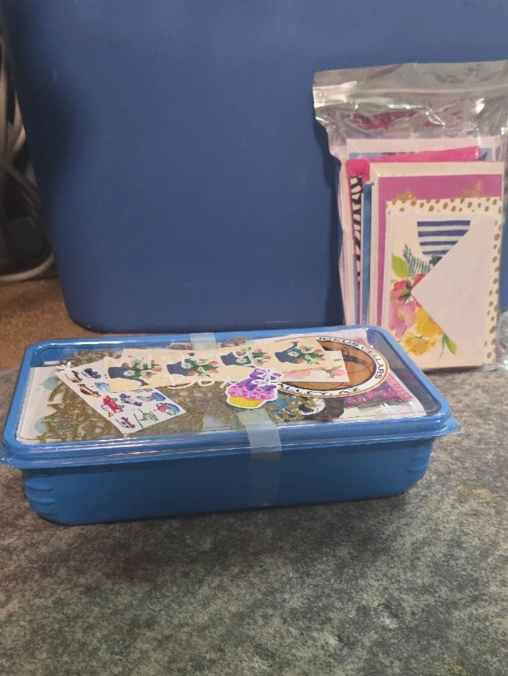 Mystery Stationary Box And Bag Set with Paper, Cards, Stickers